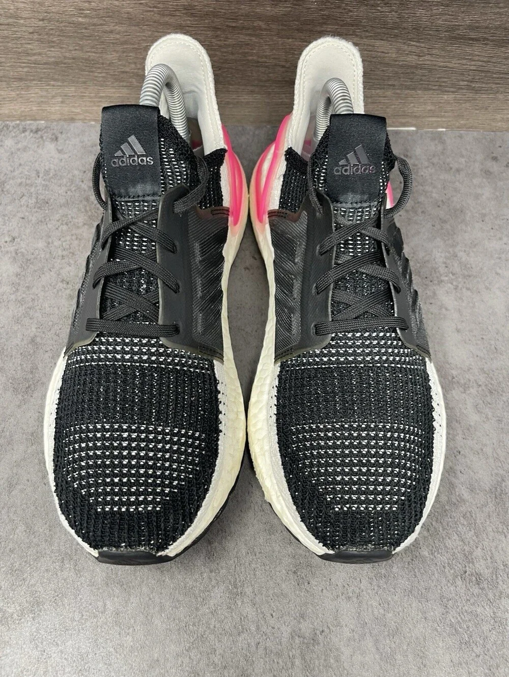 adidas Ultraboost 19 Womens Size 8.5 Black White Pink Boost Running Shoes EF1625